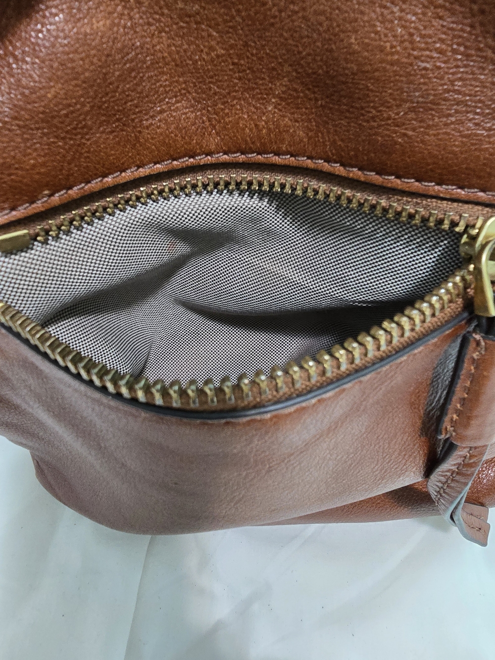 Fossil Chestnut Brown Leather Mini Backpack with Front Zip - Picture 10 of 10